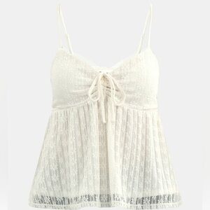 XL No Boundaries White Lace Spaghetti Strap Babydoll Top